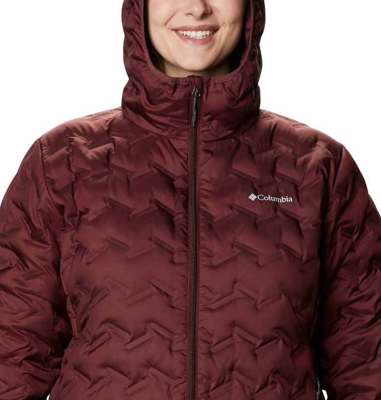 Women's Columbia Delta Ridge Long Down Jackets Burgundy | Plus Size CA-UC815